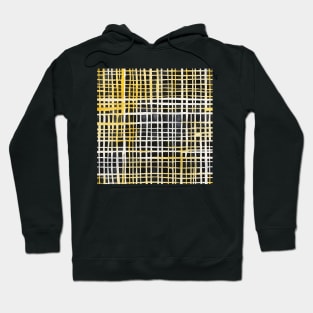 Abstract yellow black and white grid pattern Hoodie